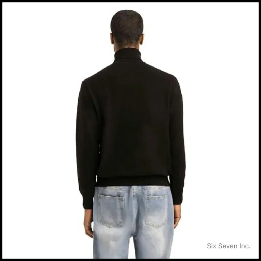 Men's Turtleneck Sweater Wool Cashmere Blend Classic Elegant Pullover